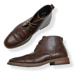 Van‎ Heusen Boots Men 9M Brown Gibson Chukka Lace Up Faux Leather